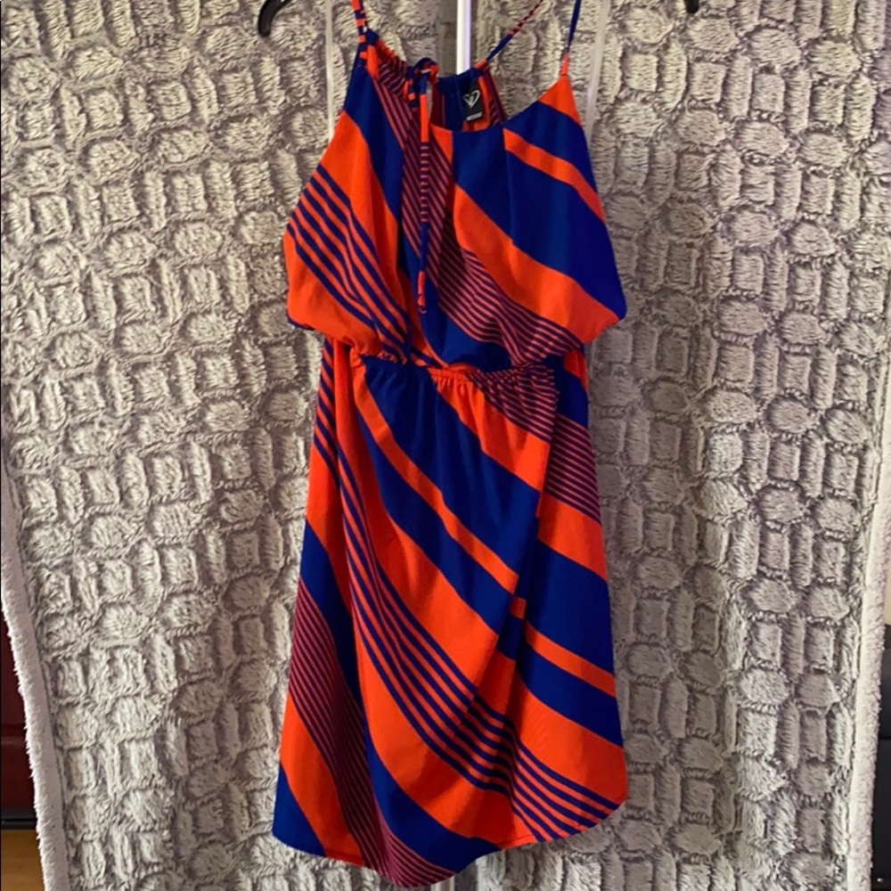 Windsor - blue and orange stripe halter dress